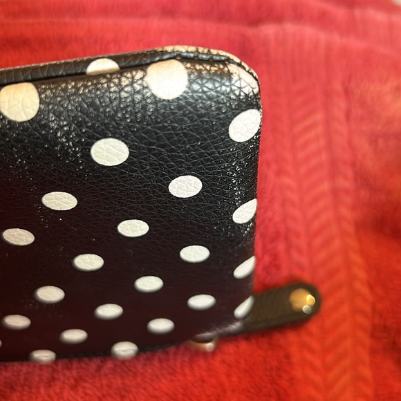 Karl Lagerfeld Paris Wristlet Bag Black/White Polka Dots used 7x4.5” - Picture 2 of 5